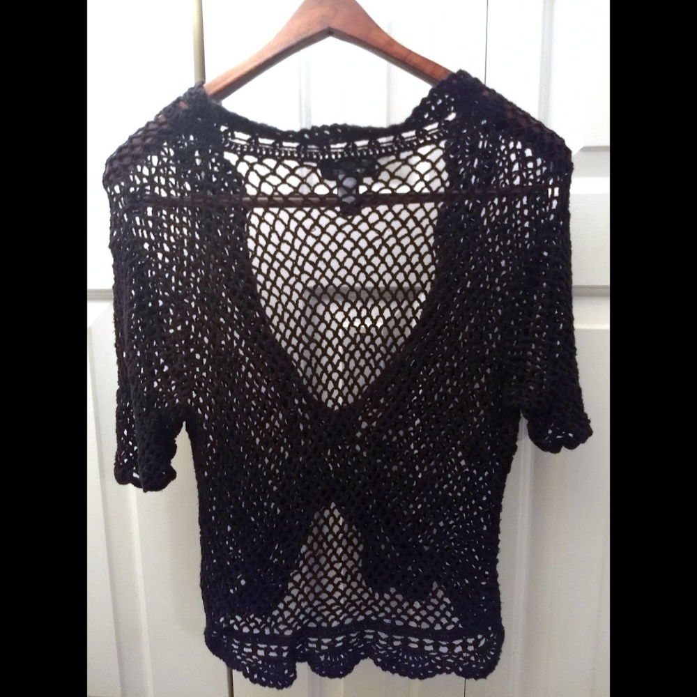 Black Crochet Shrug